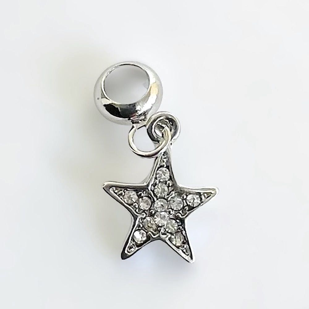 Silver Star Rhinestone Charm